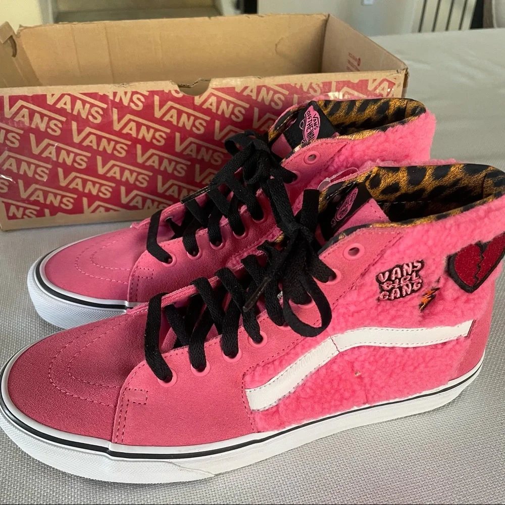 Vans SK8-Hi (Pink Suede And Sherpa) Pink Lemonade Women 10 - Picture 6 of 9